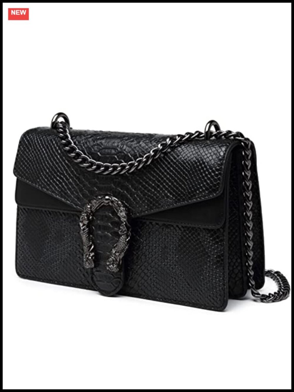 Faux Leather Snake Printed Crossbody Clutch Chain Shoulder Evening Bag